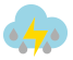 Cubierto con tormenta y lluvia escasa